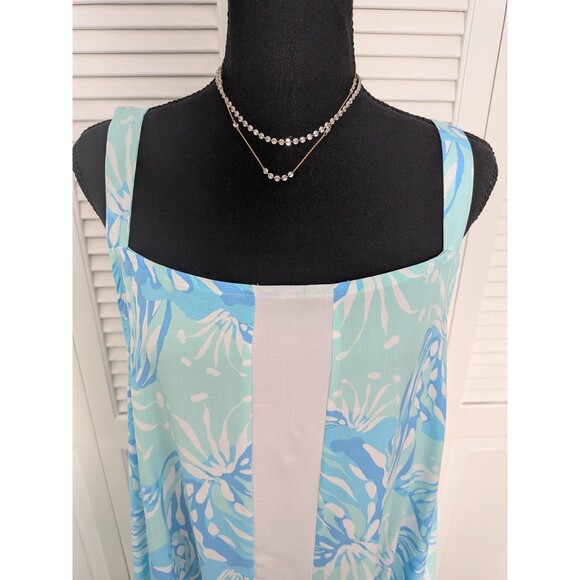 Lilibridge Dress Women’s XL Tropical Hawaiian Beach Blue Cover-up Coastal NEW - Picture 2 of 14